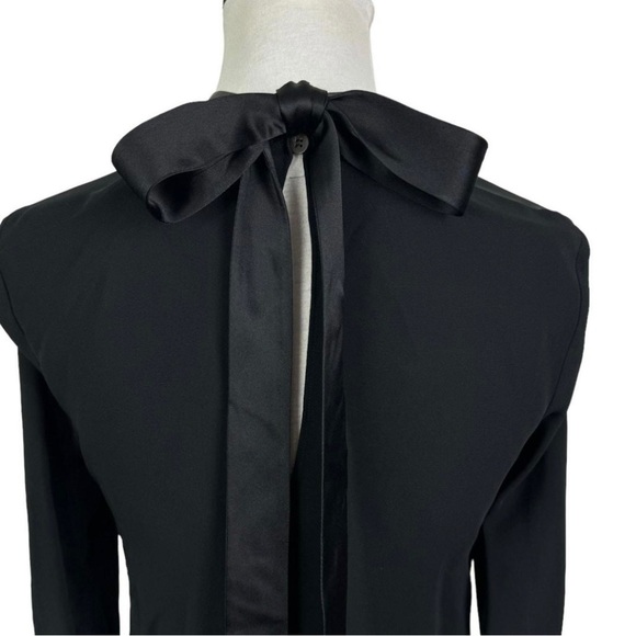 Veronica Beard Costello Black Mock Neck Long Sleeve Tunic Tie back Blouse size 6 - Picture 5 of 10